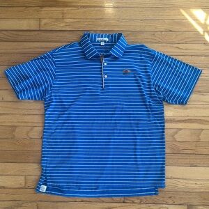 Peter Millar Blue Striped Polo Shirt-Large